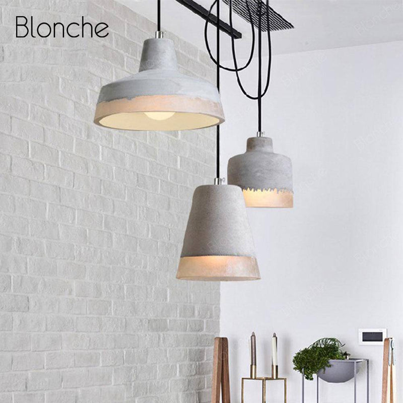 Suspension design LED en ciment avec abat-jour de plusieurs formes Loft