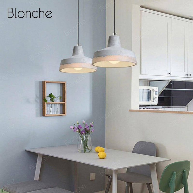 Suspension design LED en ciment avec abat-jour de plusieurs formes Loft