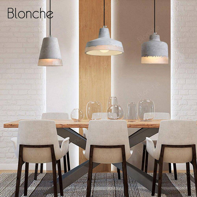 pendant light LED cement design with lampshade of various shapes Loft