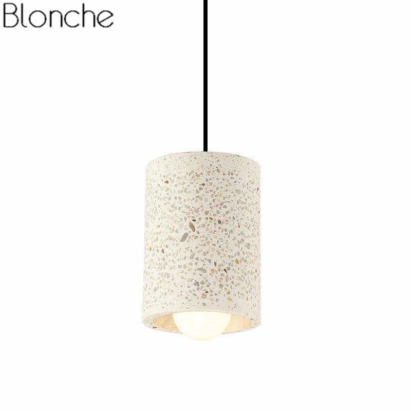 pendant light LED cylindrical design in cement Terrazzo colored Loft style