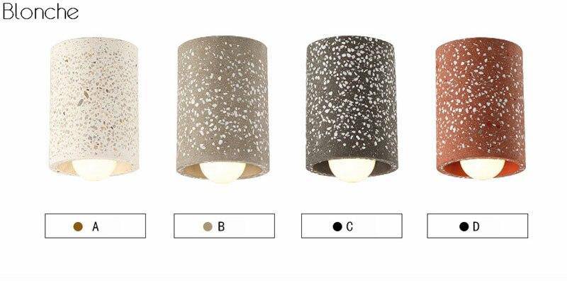 Suspension design à LED cylindrique en ciment Terrazzo coloré style Loft