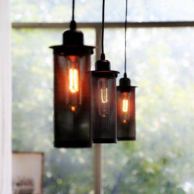 Suspension vintage et industrielle avec grillage - vue 6 sur 7