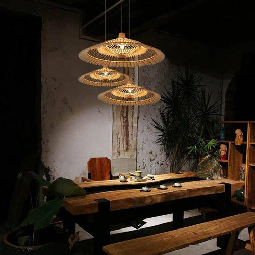 Lámpara de suspensión design Bambú cónico chino