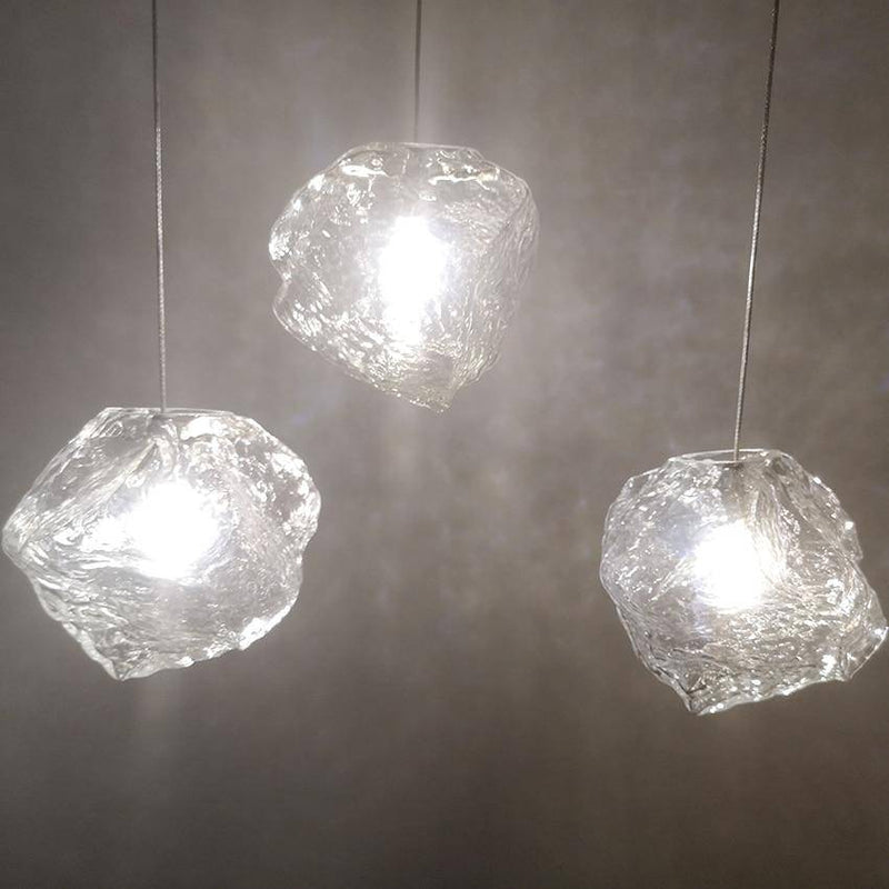 pendant light glass ice cube style