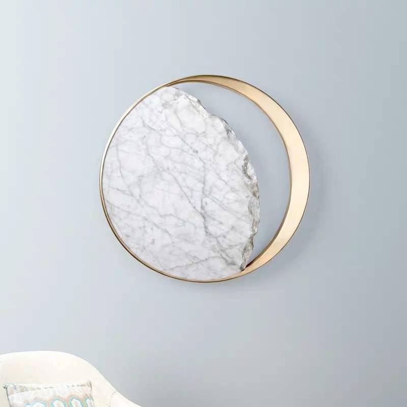 Applique murale design LED style marbre et rond doré - vue 6 sur 7
