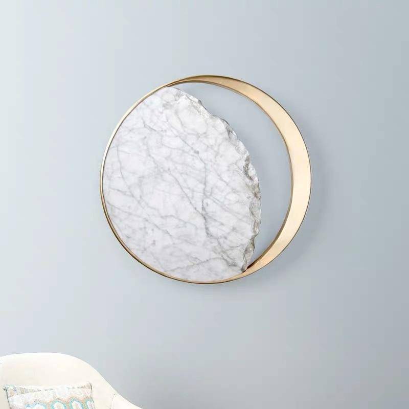 Applique murale design LED style marbre et rond doré