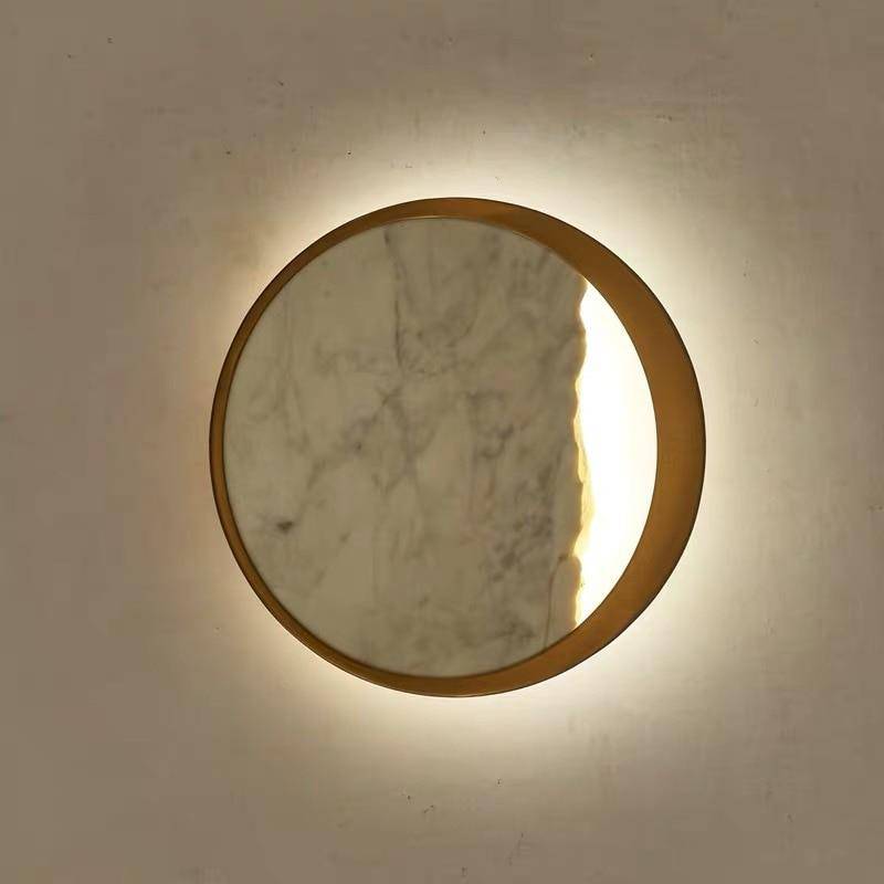 Applique murale design LED style marbre et rond doré