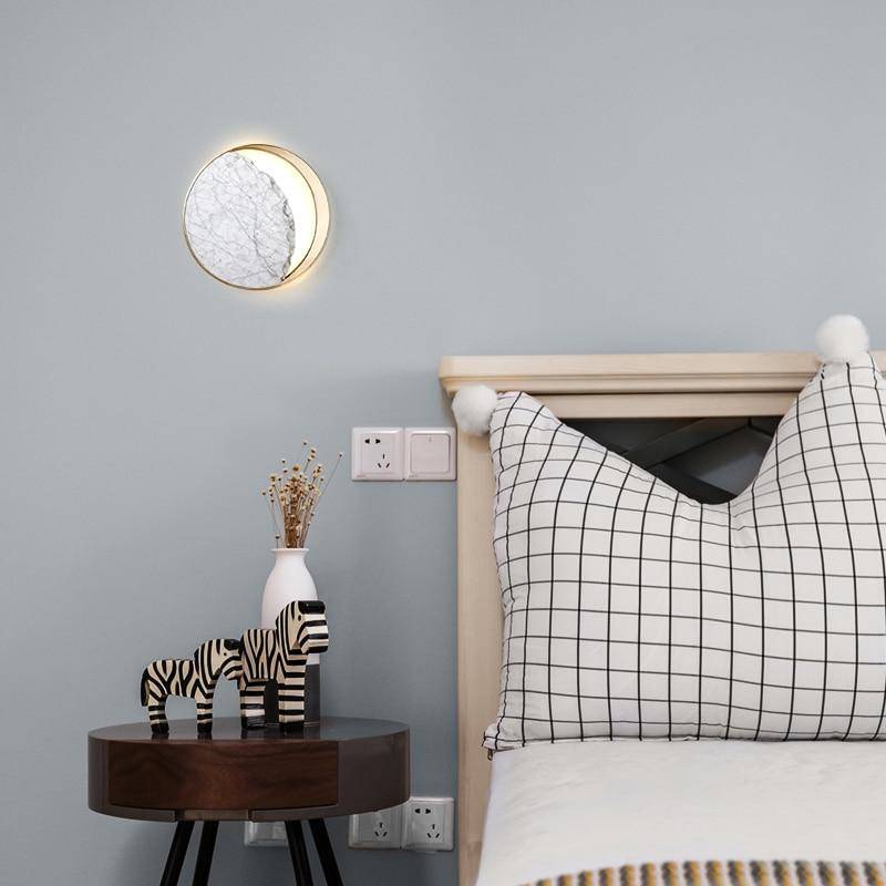wall lamp marble and gold round design LED wall lamp