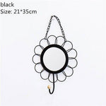 Miroir mural décoratif suspendu rond fleur noir Nordic