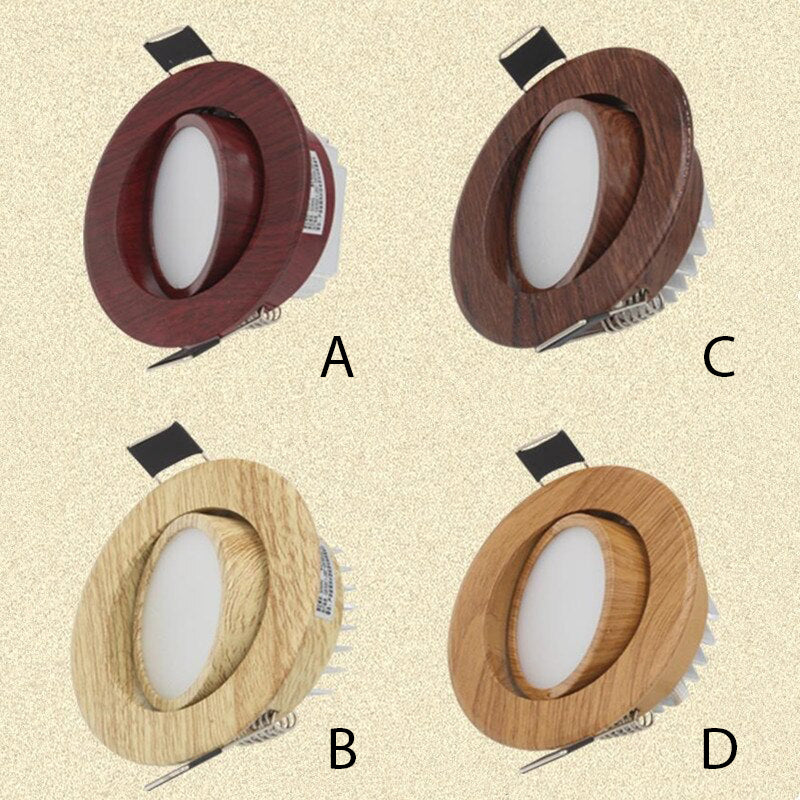 Spot moderne LED rond style bois Ventura - vue 3 sur 3