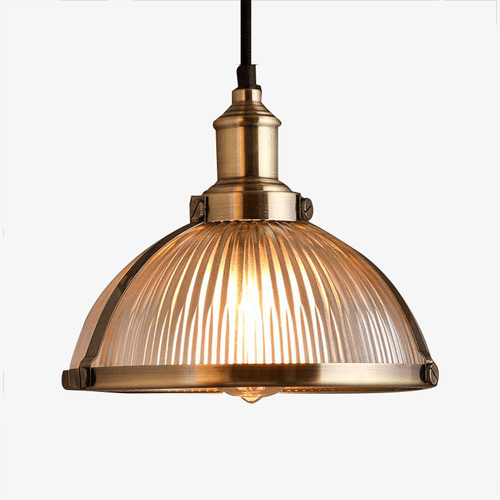 Suspension chromée LED demi boule en verre Vintage - vue 2 sur 7