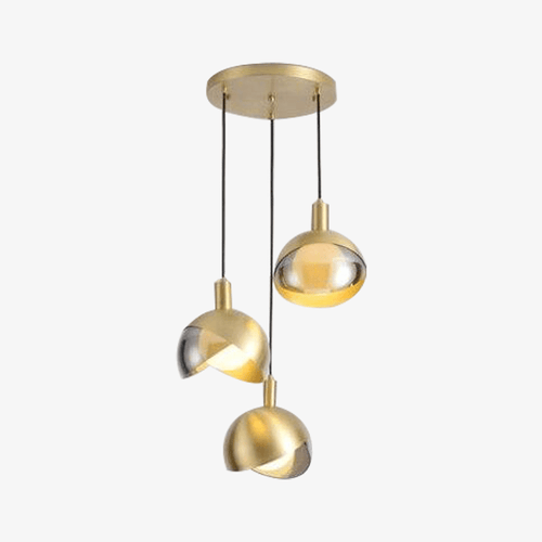 Suspension design à LED avec abat-jour en verre et métal doré - vue 2 sur 10