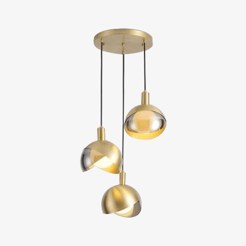 pendant light LED design with lampshade glass and gold metal