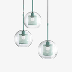 Suspension design à LED cage dans boule en verre