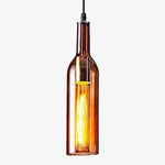 Suspension design à LED en forme de bouteille en verre de couleur