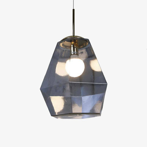Suspension design à LED forme de diamants en verre coloré
