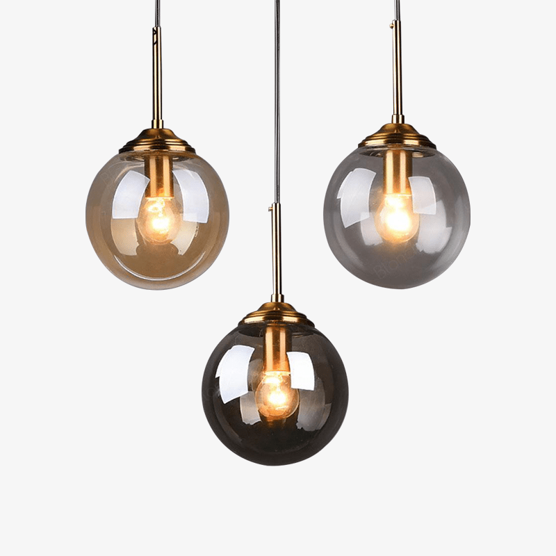 Suspension design boule en verre fumé Hang