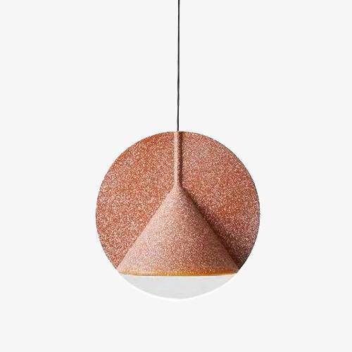 pendant light cone design in a colored metal circle LED