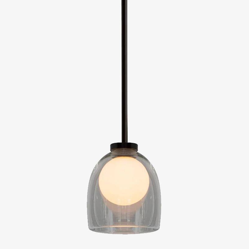 Suspension design en verre fumé avec boule intérieur
