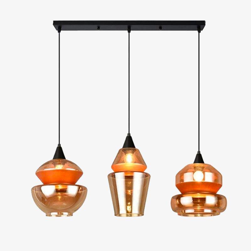 Suspension design en verre fumé marron de plusieurs formes