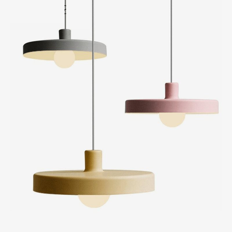 Suspension design LED à plat en métal coloré Loft - vue 4 sur 9