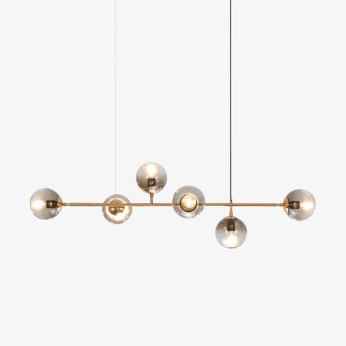 Suspension design LED allongée avec plusieurs abats-jour métal