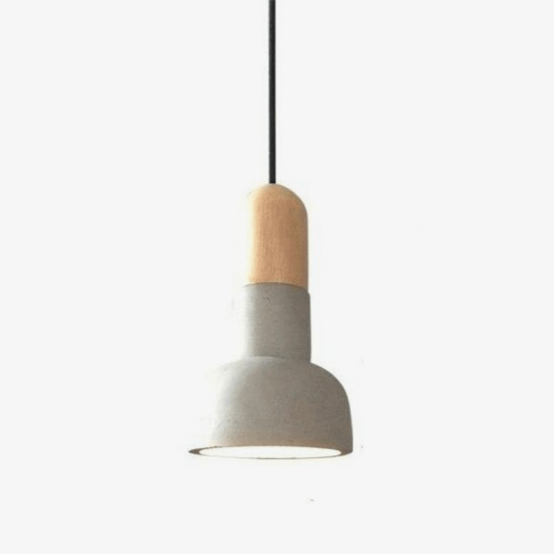 Lámpara de suspensión design LED redondeado en madera y cemento Loft
