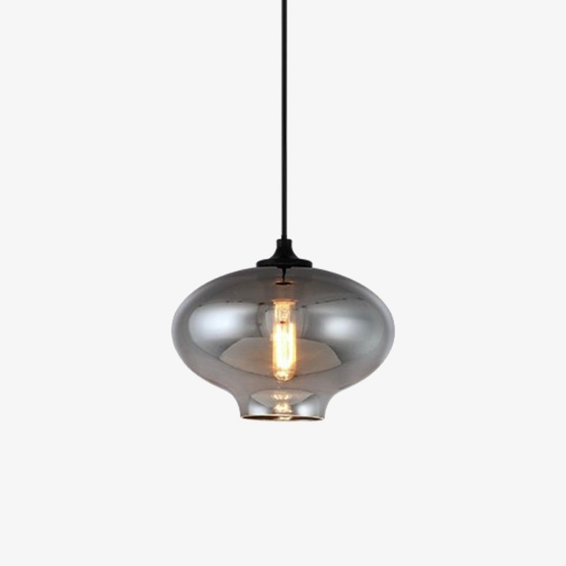 Suspension design LED aux formes arrondies en verre avec ampoule industrielle