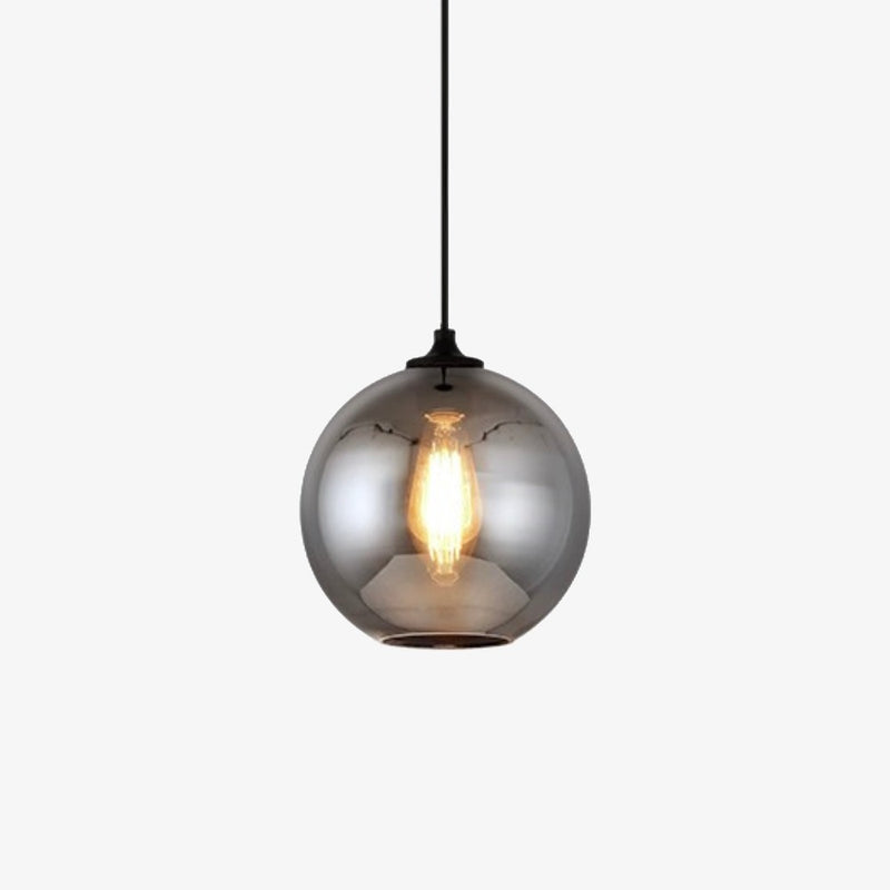 Lámpara de suspensión design LED de cristal redondeado con bombilla industrial