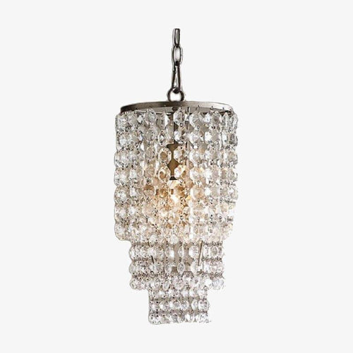 Suspension design LED avec abat-jour en verre cristal doré ou argenté - vue 2 sur 6