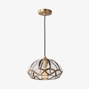 Suspension design LED avec abat-jour géométrique en verre et métal doré