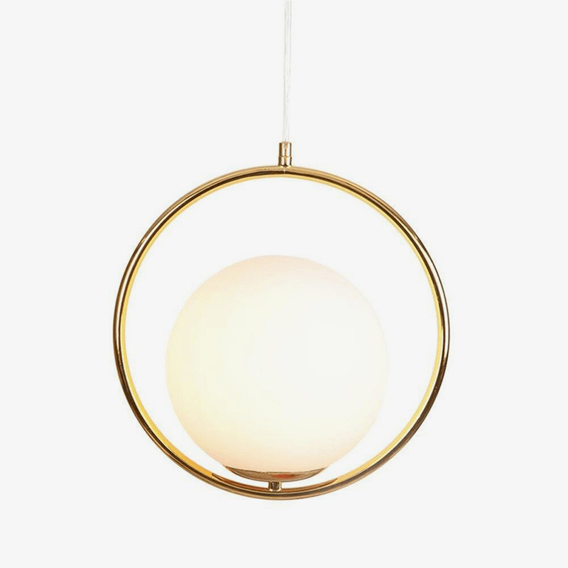 pendant light LED design with gold ring and luxury glass ball