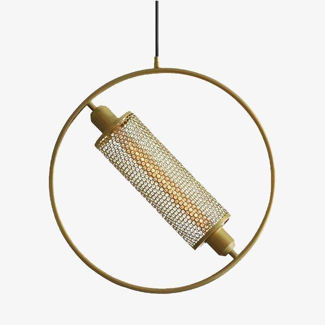 Lámpara de suspensión design LED con anillo de metal dorado