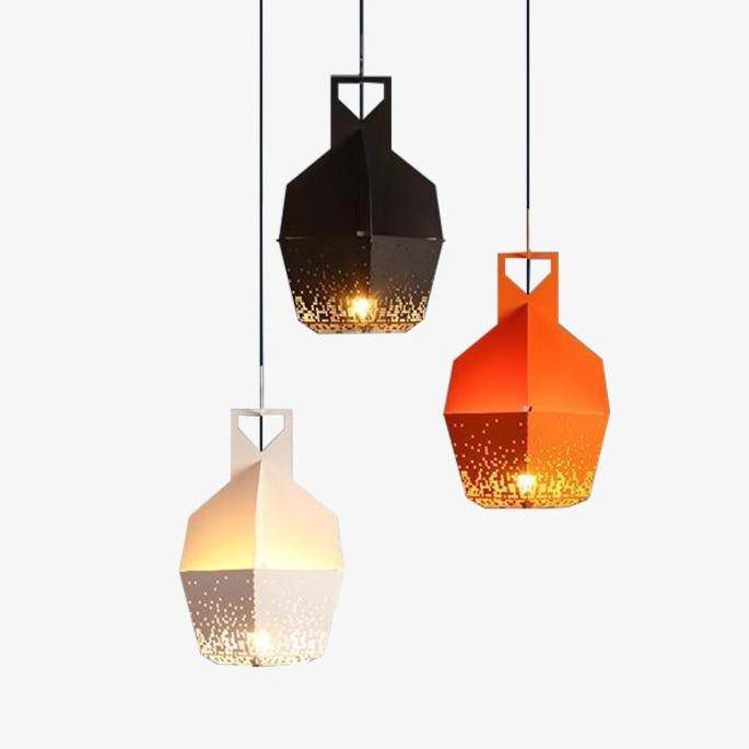 Suspension design LED avec métal coloré et à motifs style Hang
