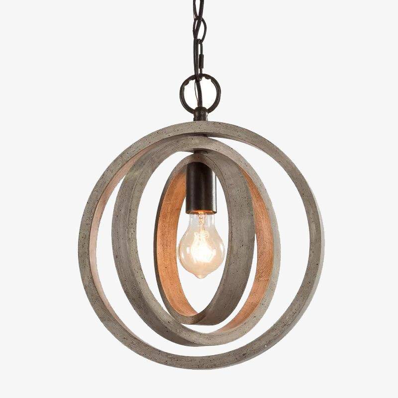 pendant light LED design with several retro wooden circles