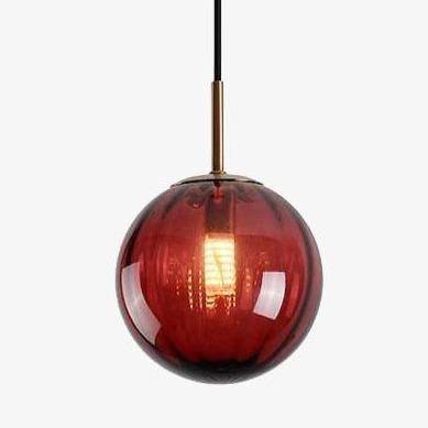 Suspension design LED boule en verre coloré style Hang - vue 2 sur 15