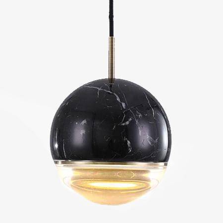 Suspension design LED boule style marbre coloré Art