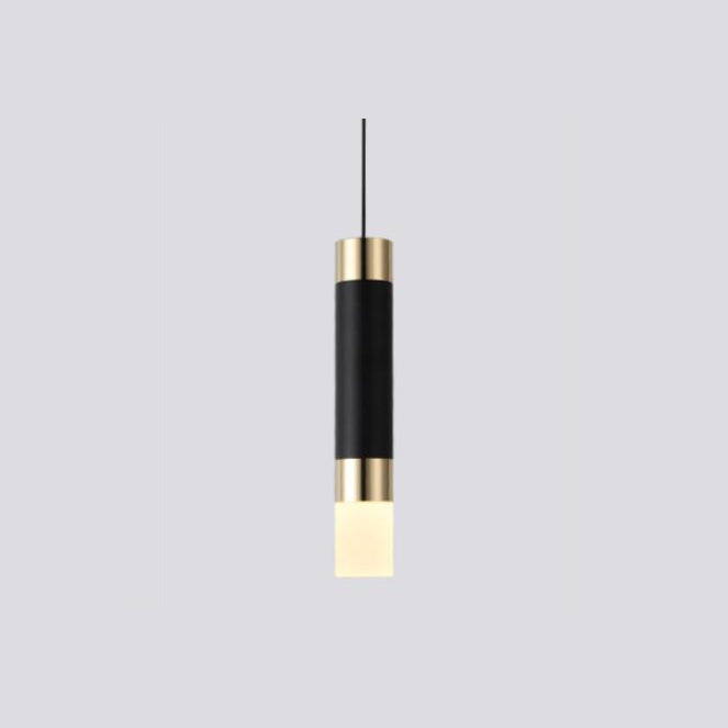 Lámpara de suspensión design LED cilíndrico de metal y cristal Luisa