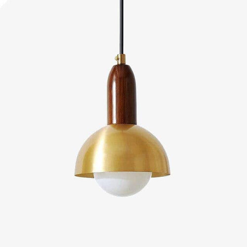 Suspension design LED dorée avec abat-jour arrondi Art - vue 2 sur 4