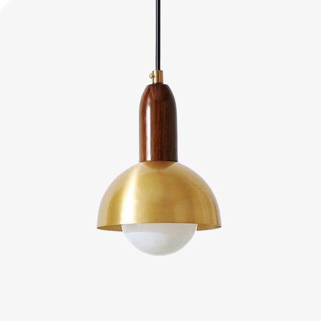 Suspension design LED dorée avec abat-jour arrondi Art