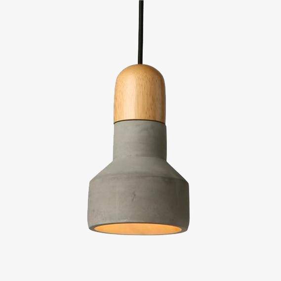 Cement and wood design LED pendant light Nordic