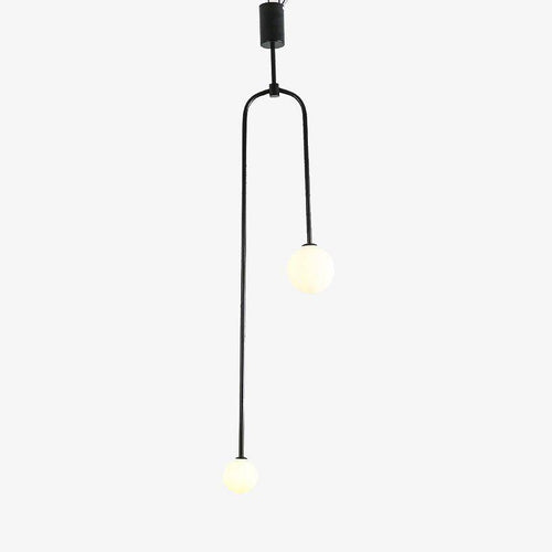 Suspension design LED en métal avec double boule en verre Fly