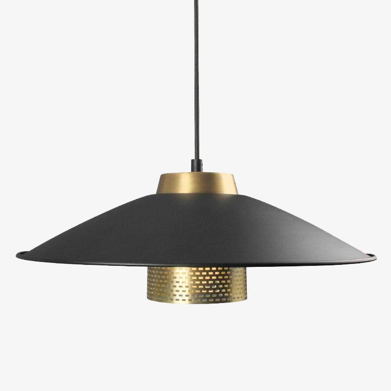 Suspension design LED en métal noir et doré Bar