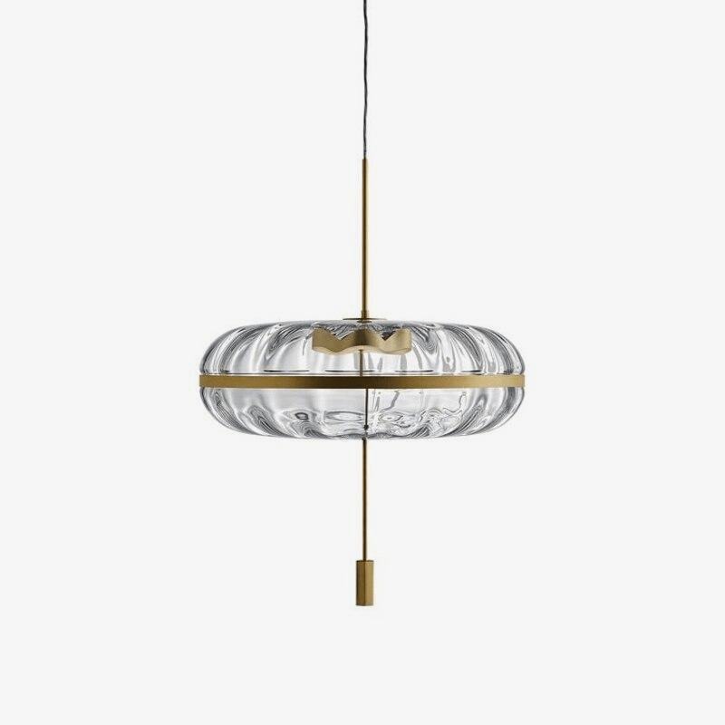 Suspension design LED en verre arrondi avec cercle doré Luxury