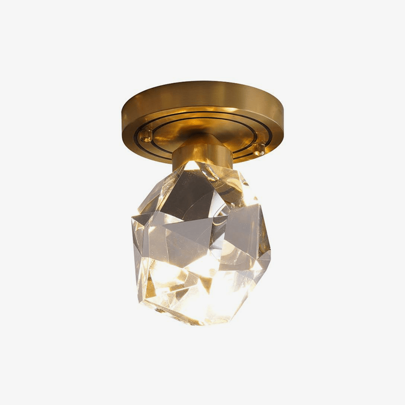 Suspension design LED en verre aux formes de crystal et base dorée Luxury