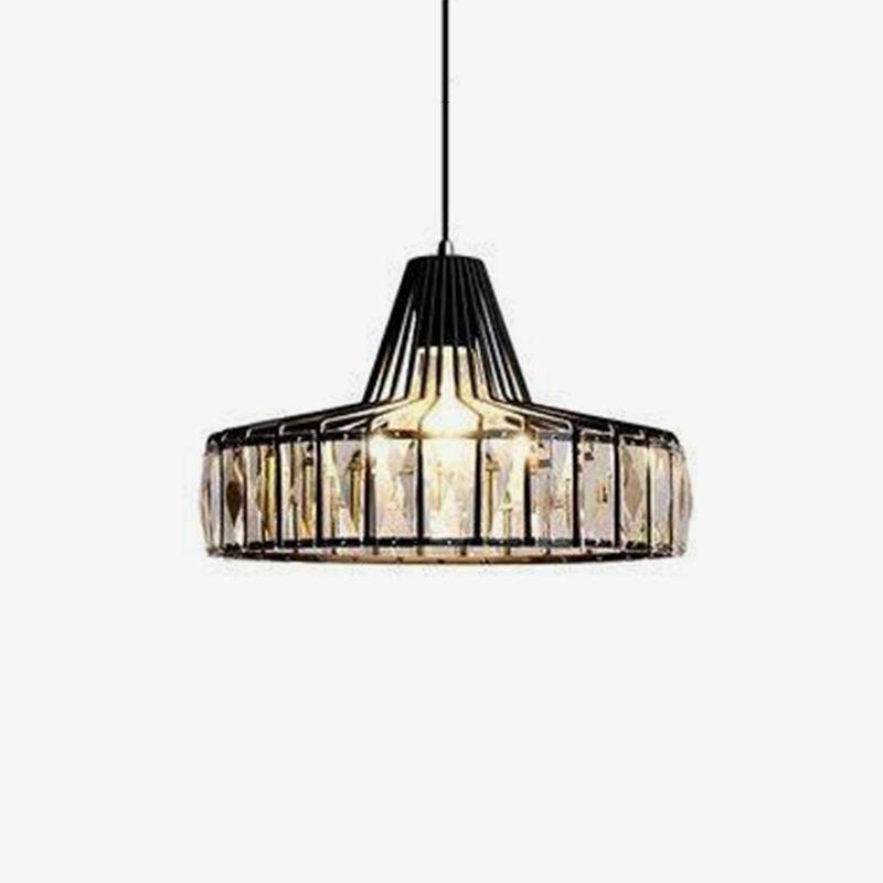 Suspension design LED en verre crystal avec formes géométriques style Hang