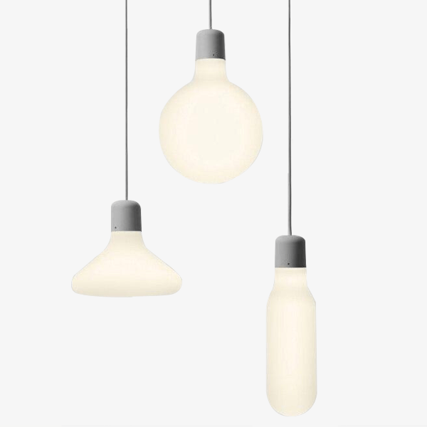 pendant light LED design in glass and grey stand