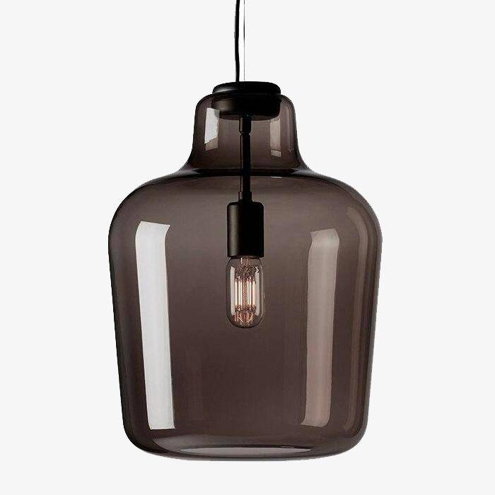 Suspension design LED en verre fumé moderne