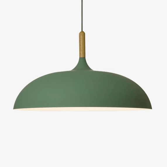 pendant light in colored aluminum and wood rod Wood