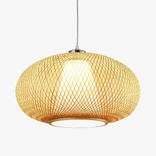 Suspension en bambou design en boule ovale